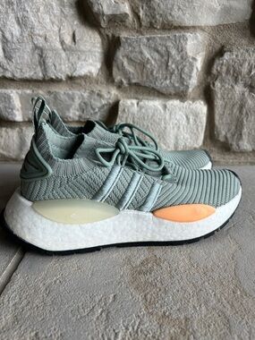 Adidas Women’s Light Green Knit Athletic Sneakers with Boost Sole